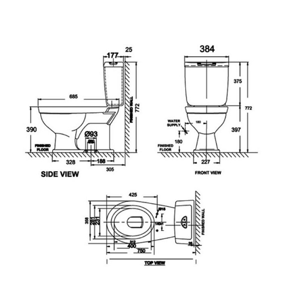 Bản vẽ bồn cầu điện tử American Standard VF-1808PR