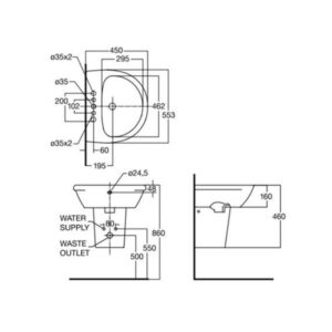 Bản vẽ chậu rửa lavabo American 0712-WT