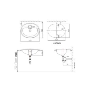 Bản vẽ chậu rửa mặt Inax L-2395V (ECFC)