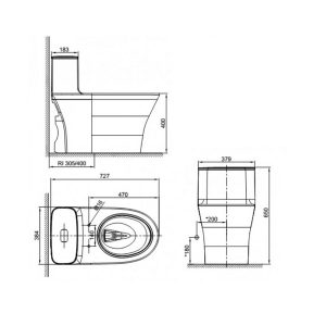 Bản vẽ thiết kế bồn cầu điện tử American Standard WP-1880PR
