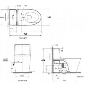 Bản vẽ kỹ thuật bồn cầu điện tử American Standard VF-1808TPL