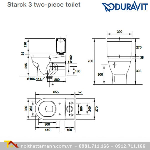 Bồn cầu hai khối DURAVIT Starck 3