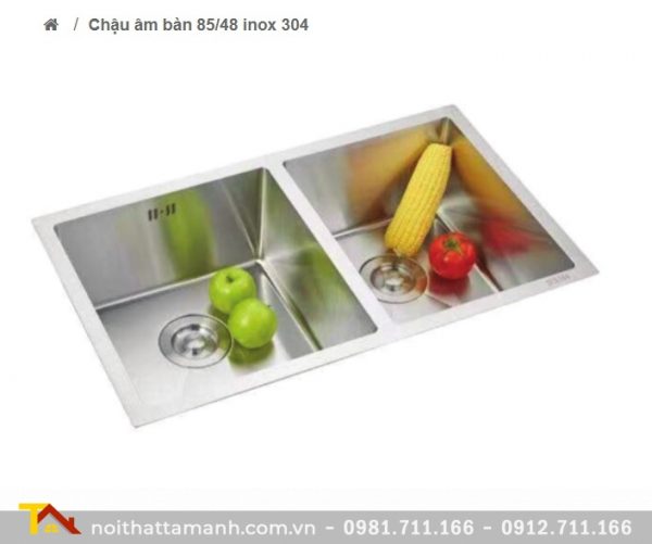 Chậu rửa bát 2 hố HCG 85/48 inox 304