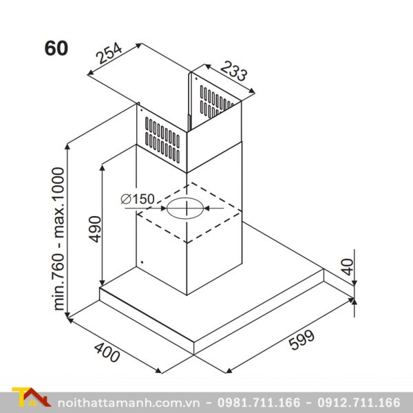 Máy hút mùi chữ T Fagor 3CFS-6031X