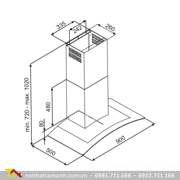 Máy hút mùi đảo Fagor 3CFV-901X 