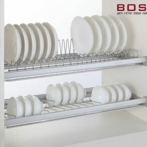 Phụ kiện tủ bếp Boss giá bát đĩa cố định 304 bộ 2 tầng BN VIP 8118
