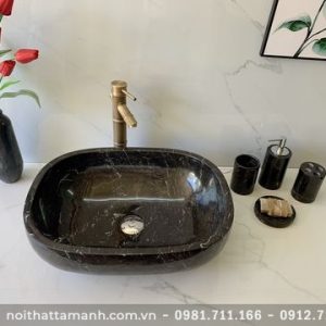 Chậu Lavabo đá tự nhiên hình bầu dục BST47