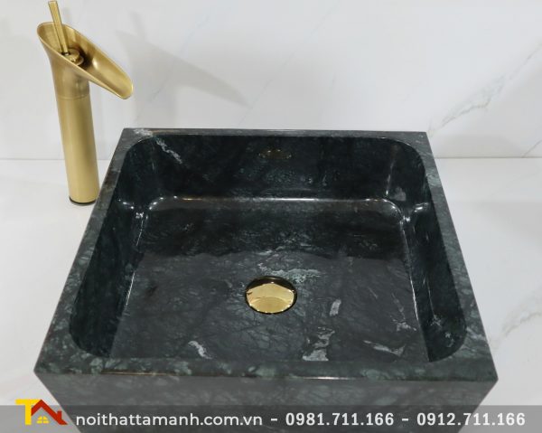 Chậu Lavabo đá tự nhiên Vuông mỏng Xanh Ấn Độ BST52