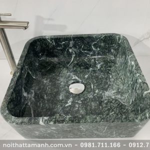 Chậu Lavabo đá tự nhiên Vuông mỏng Xanh Ấn Độ BST52