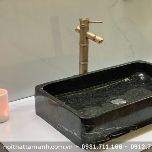 Chậu Lavabo đá tự nhiên Chữ nhật Đen Ý DCN37