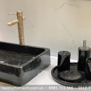 Chậu Lavabo đá tự nhiên Chữ nhật Đen Ý DCN37