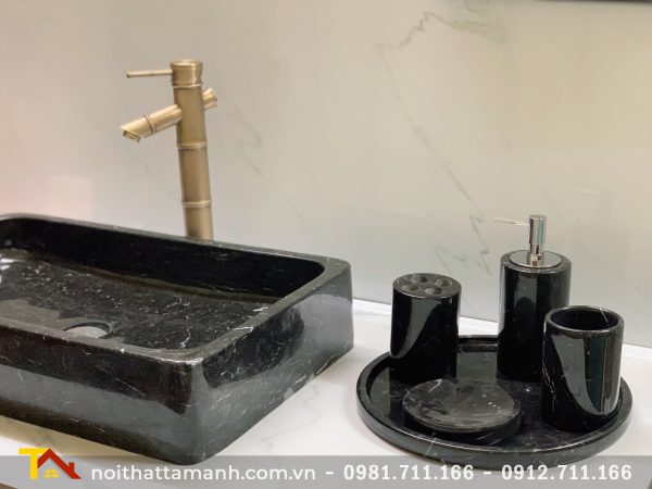 Chậu Lavabo đá tự nhiên Chữ nhật Đen Ý DCN37