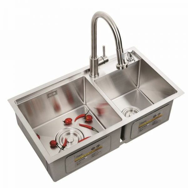 Chậu 2 hố lệch inox 304 Royal ST7543L