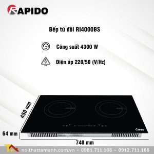 Bếp từ đôi RAPIDO RI4000BS