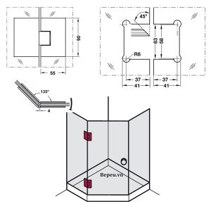 Bản lề kính 180 độ Hafele 981.00.513