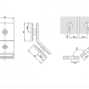 Bản lề kính tường 135 độ Hafele 981.77.959