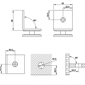 Bản lề kính tường 90 độ Hafele 981.77.955