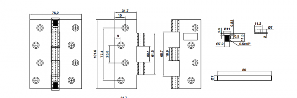 Bản lề lá Hafele 926.20.343