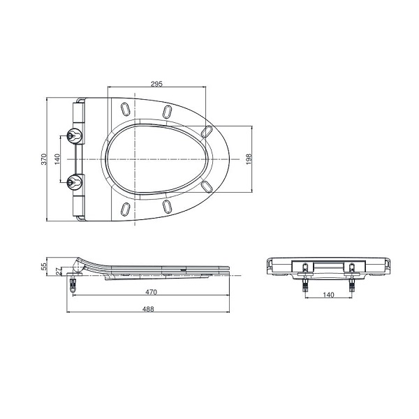 Bản vẽ nắp đậy bàn cầu TOTO TC600VS