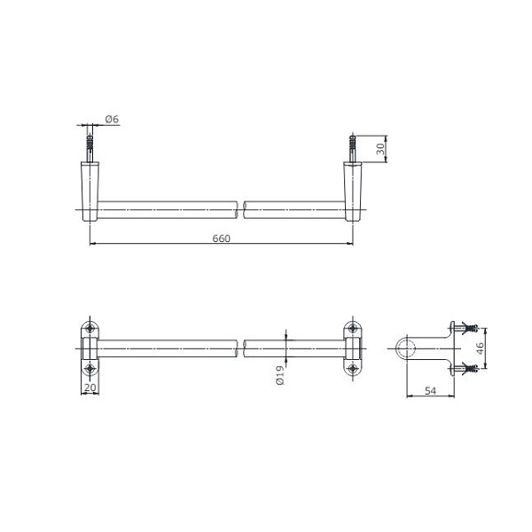 Bản vẽ thanh vắt khăn TOTO TS113A2V2