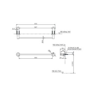 Bản vẽ thanh vắt khăn TOTO YT406S6RV