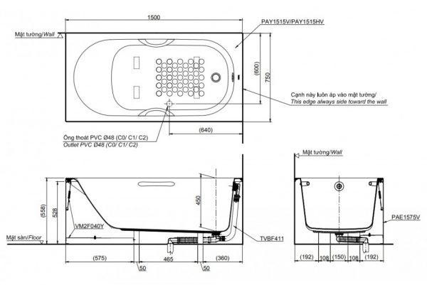 Bồn tắm TOTO PAY1515VC