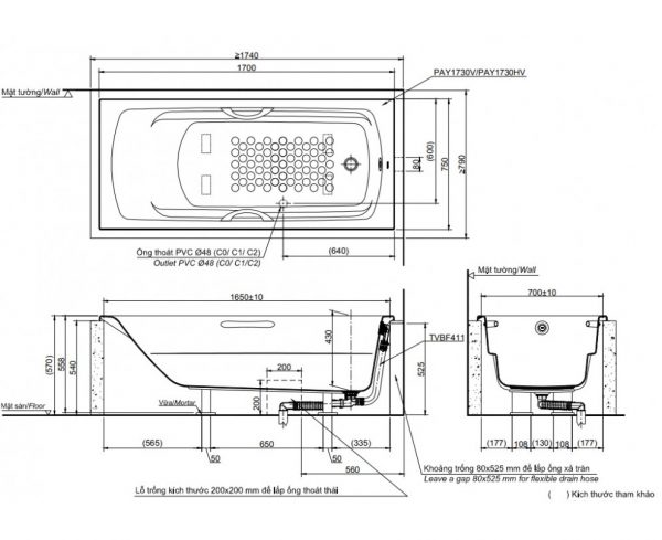 Bồn tắm TOTO PAY1730V