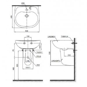 Chậu chân lửng lavabo TOTO LHT236CS