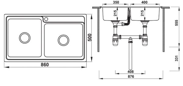 Chậu rửa bát Hafele HS20-SSD2R90