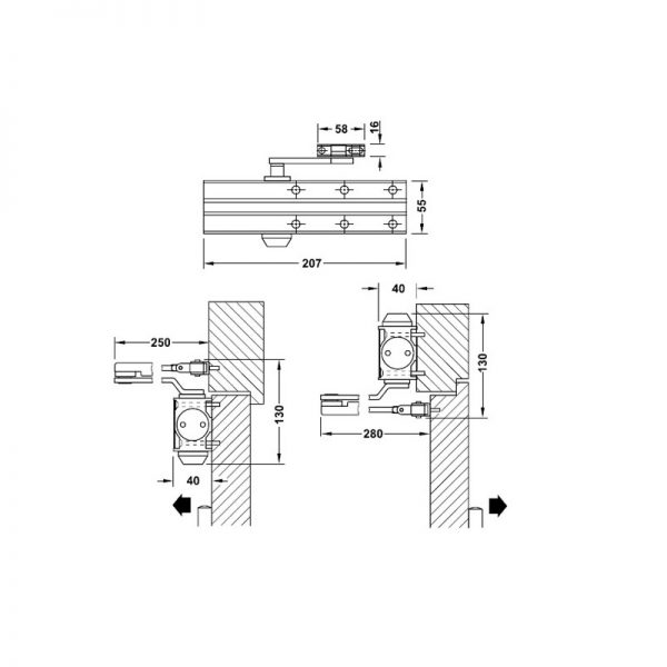 Đóng cửa tự động Hafele 931.84.078