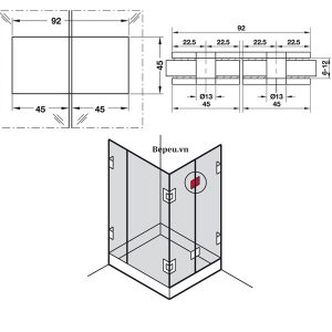 Kẹp kính 180 độ Hafele 981.00.583