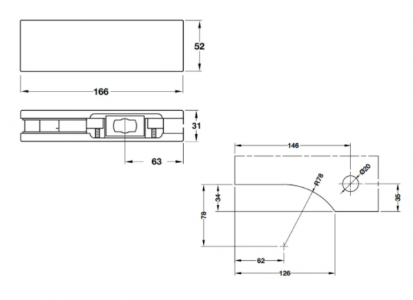 Kẹp kính Hafele 981.50.010