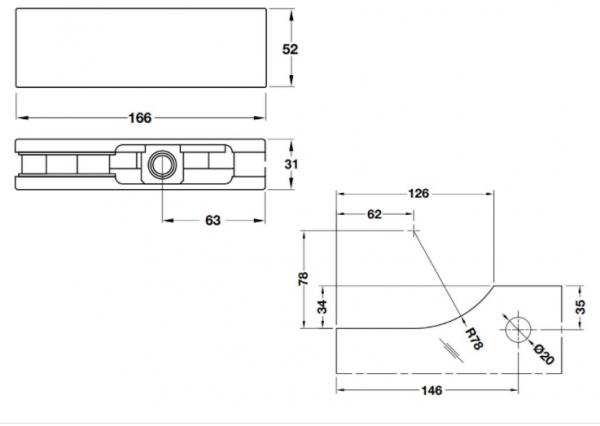 Kẹp kính Hafele 981.50.020