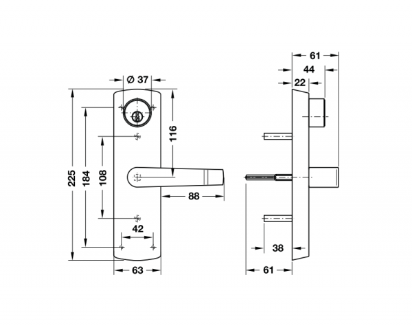 Tay nắm gạt đế dài Hafele 911.56.029