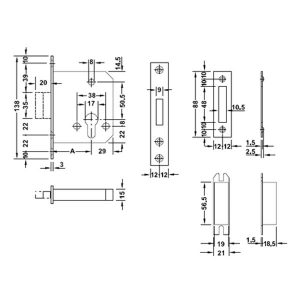 Thân khóa chốt chết Hafele 911.22.386