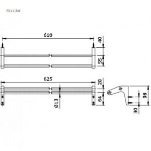 Thanh vắt khăn đôi TOTO TS113W