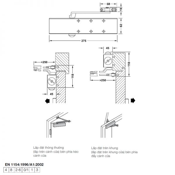 Thiết bị đóng cửa tự động Hafele 931.84.568