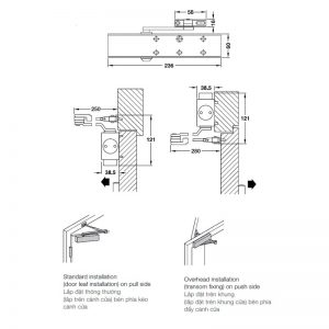 Thiết bị đóng cửa tự động Hafele 931.84.669