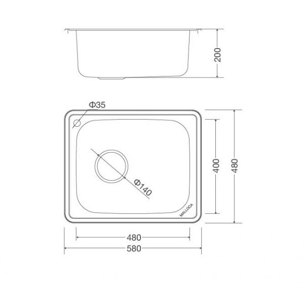 Bản vẽ Chậu rửa bát Malloca MS 1023