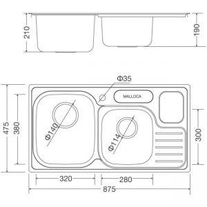 bản vẽ Chậu rửa bát Malloca MS 1024