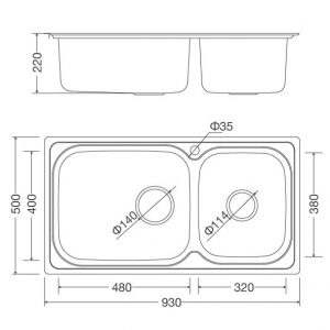 bản vẽ Chậu rửa bát Malloca MS 2025