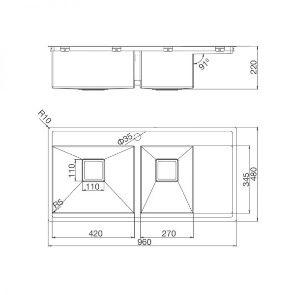 Chậu rửa chế tạo bán thủ công Malloca MS 6305T