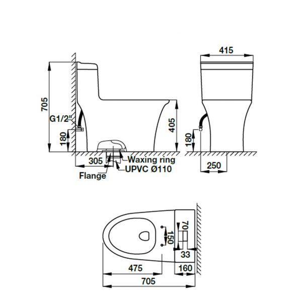 Bồn cầu 1 khối DURASTYLE Hafele 588.45.453