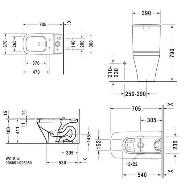 Bồn cầu 2 khối DURASTYLE Hafele 588.45.442