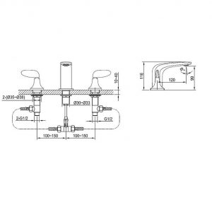 Vòi chậu 3 lỗ CLARA CF-45351C