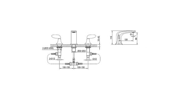 Vòi chậu 3 lỗ CLARA CF-45351C