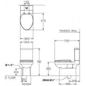 Bồn cầu hai khối COTTO C1182