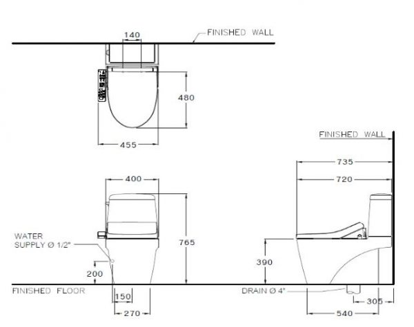 Bồn cầu hai khối nắp điện tử COTTO C13527 (CV3)