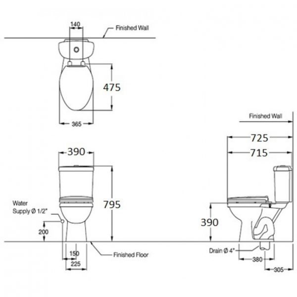 Bồn cầu một khối COTTO C1331VN