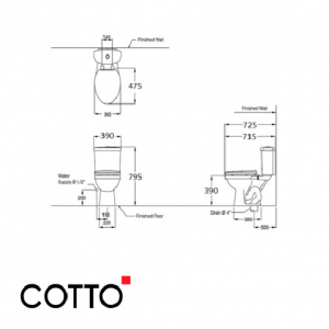 Bồn cầu một khối COTTO C1332VN